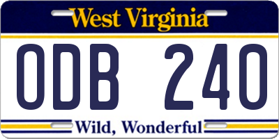 WV license plate ODB240