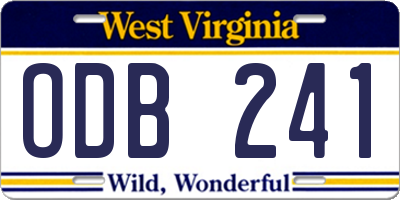 WV license plate ODB241