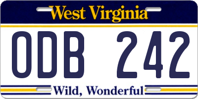 WV license plate ODB242