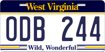 WV license plate ODB244