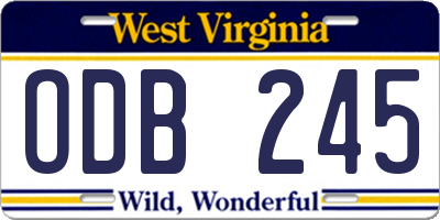 WV license plate ODB245