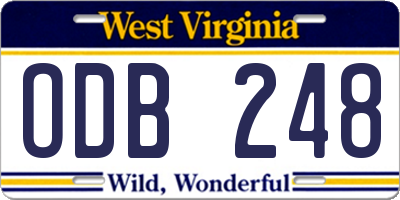 WV license plate ODB248