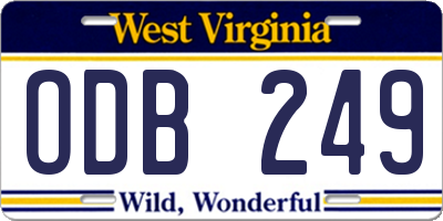 WV license plate ODB249