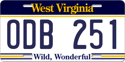 WV license plate ODB251