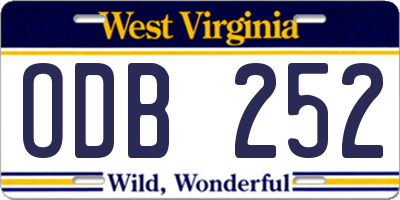 WV license plate ODB252