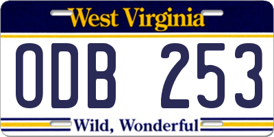 WV license plate ODB253