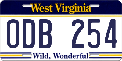 WV license plate ODB254