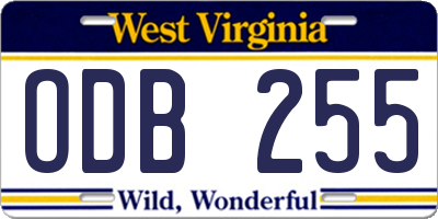 WV license plate ODB255