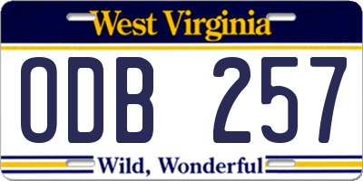 WV license plate ODB257