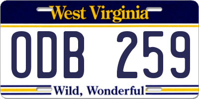 WV license plate ODB259