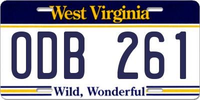 WV license plate ODB261
