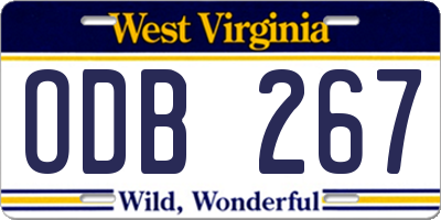 WV license plate ODB267