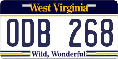 WV license plate ODB268