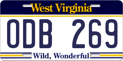 WV license plate ODB269