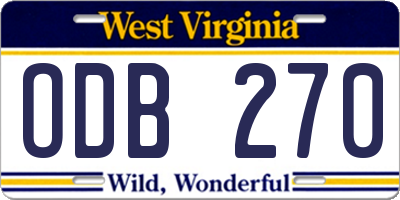 WV license plate ODB270