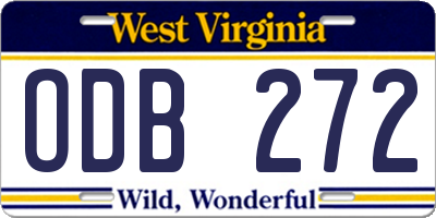 WV license plate ODB272
