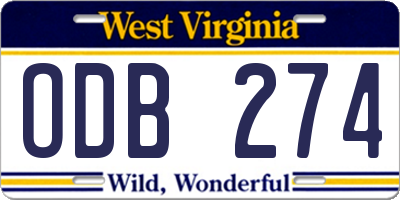 WV license plate ODB274