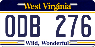 WV license plate ODB276