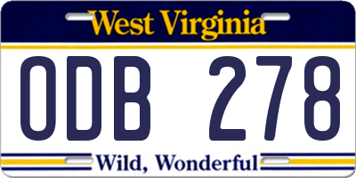 WV license plate ODB278