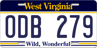 WV license plate ODB279