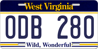 WV license plate ODB280
