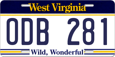 WV license plate ODB281