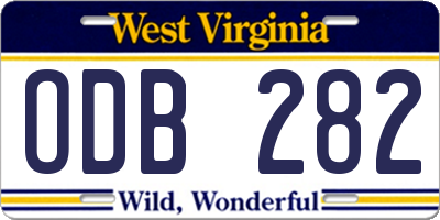 WV license plate ODB282