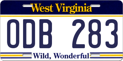 WV license plate ODB283