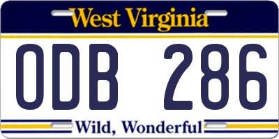 WV license plate ODB286