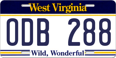 WV license plate ODB288