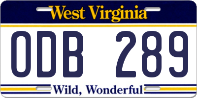 WV license plate ODB289