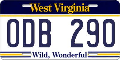 WV license plate ODB290