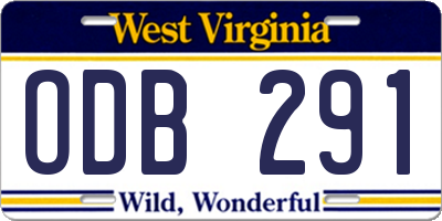 WV license plate ODB291