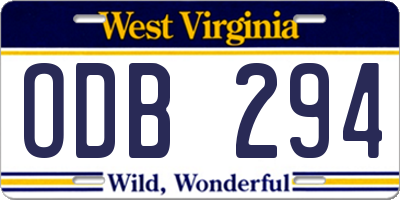 WV license plate ODB294
