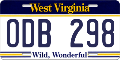 WV license plate ODB298