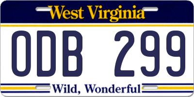 WV license plate ODB299