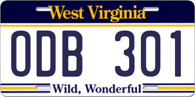 WV license plate ODB301