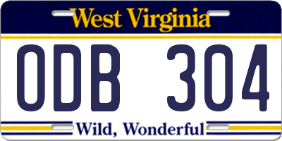 WV license plate ODB304