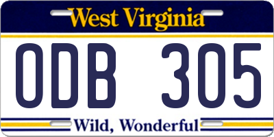 WV license plate ODB305