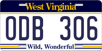 WV license plate ODB306