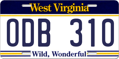 WV license plate ODB310