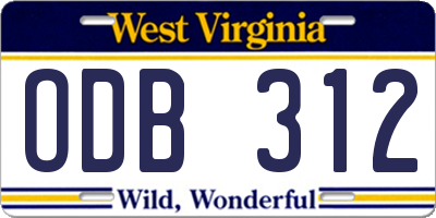 WV license plate ODB312