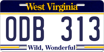 WV license plate ODB313