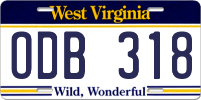 WV license plate ODB318