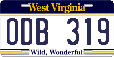 WV license plate ODB319