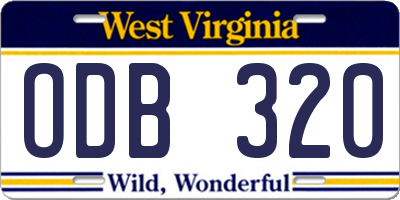 WV license plate ODB320