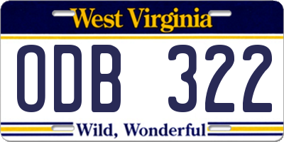 WV license plate ODB322