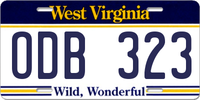 WV license plate ODB323