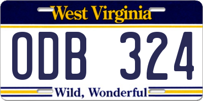 WV license plate ODB324
