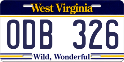 WV license plate ODB326
